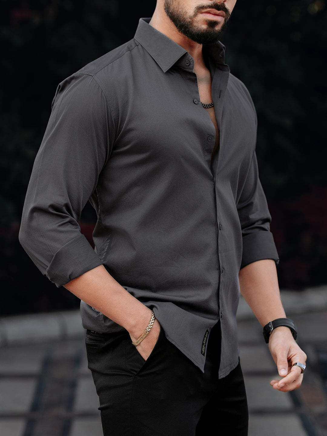 Grey Regular Solid Shirt