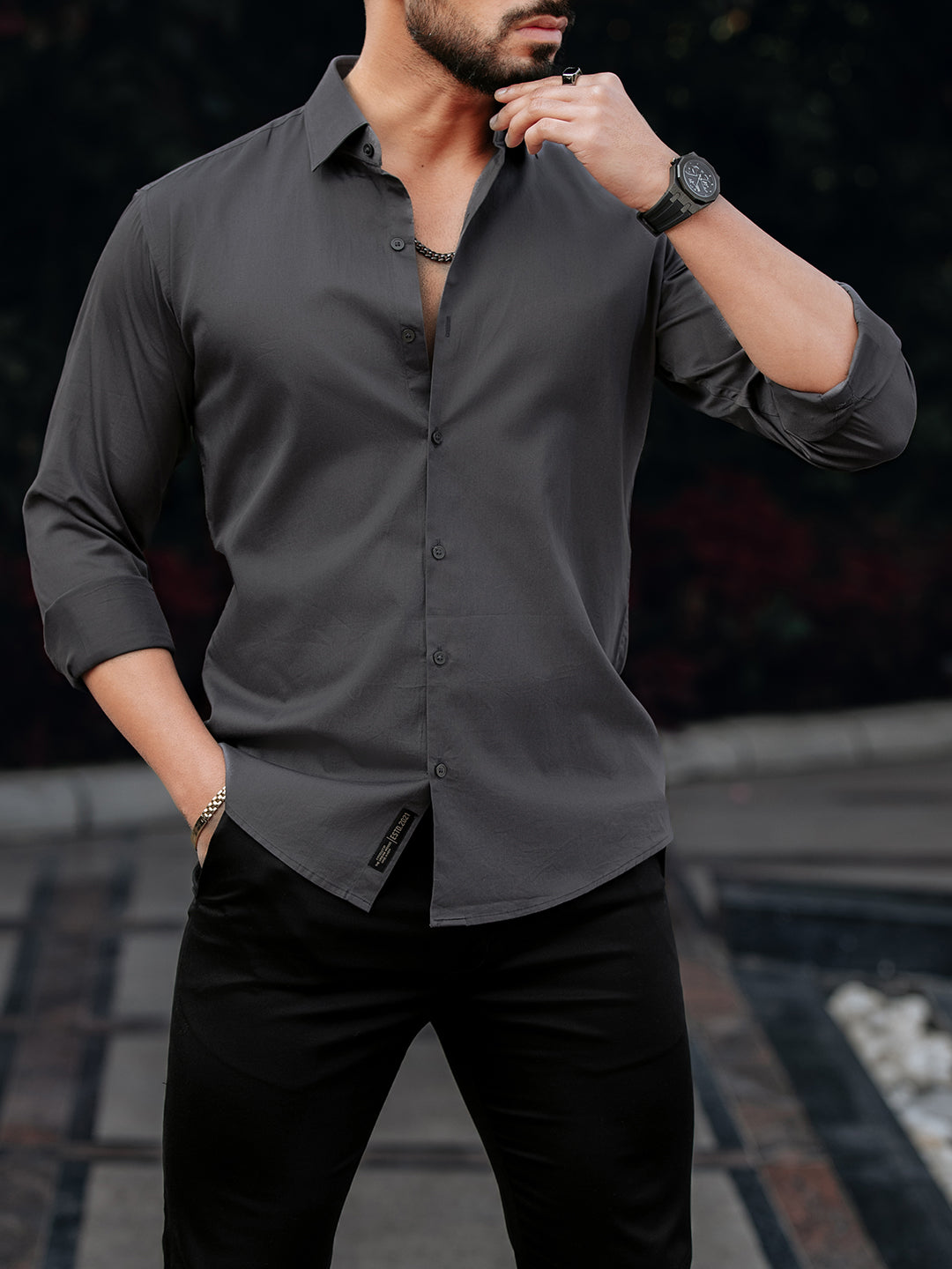 Grey Regular Solid Shirt