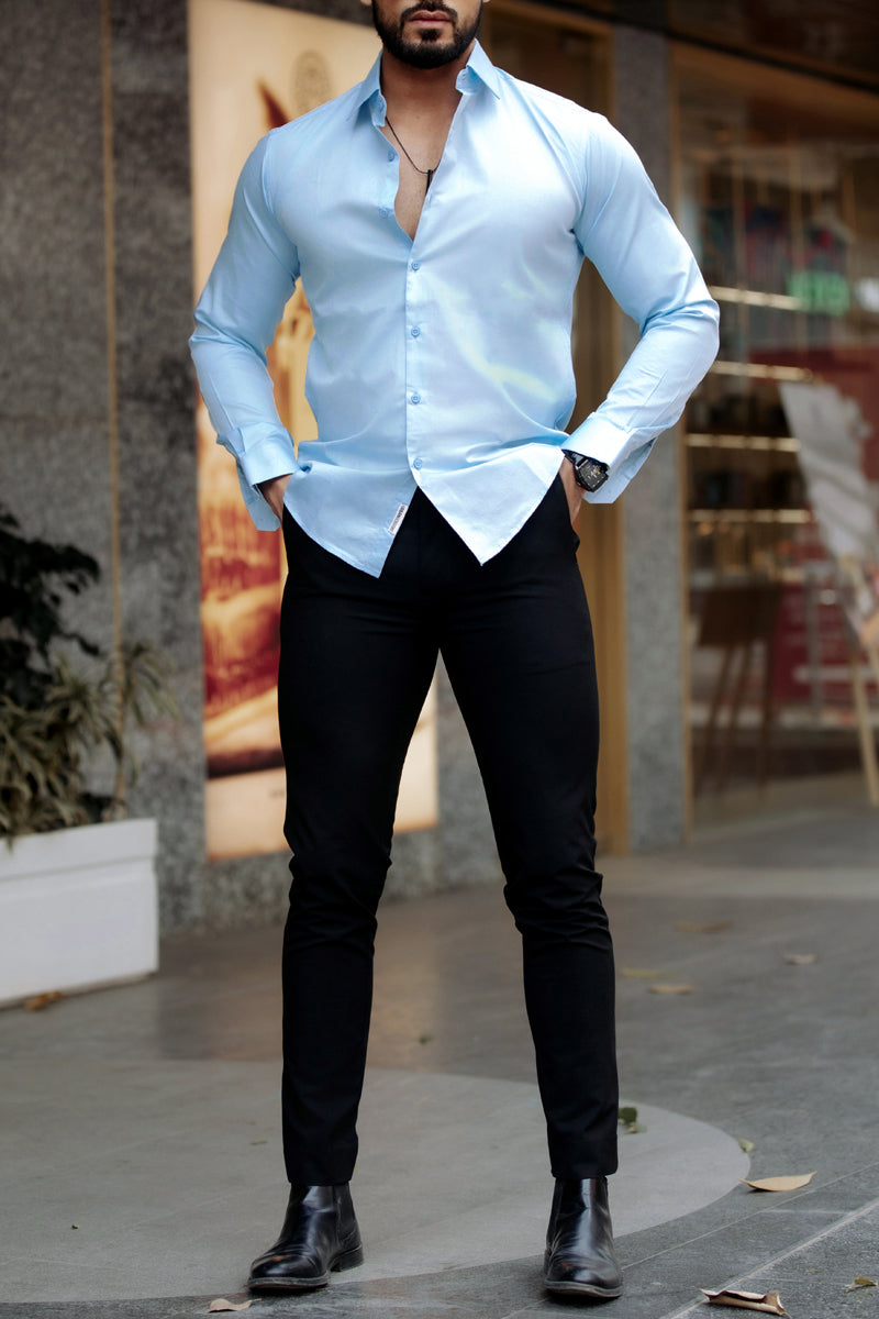 Classic Sky Blue - Cotton Satin Shirt