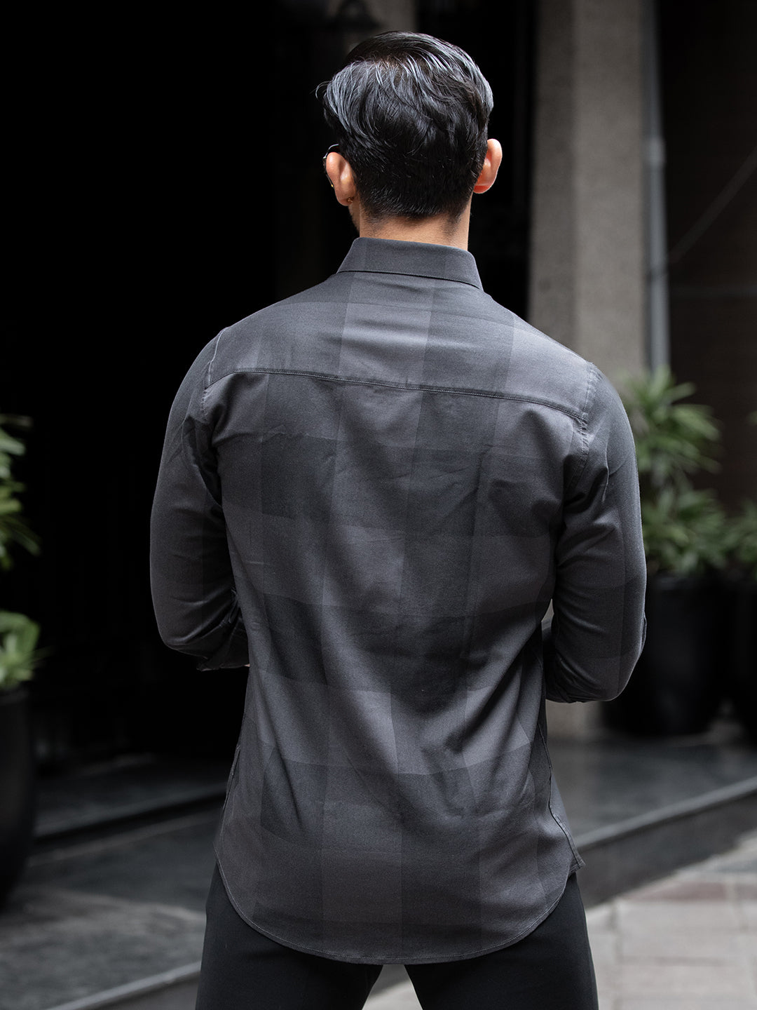 Grey Macro Check Shirt