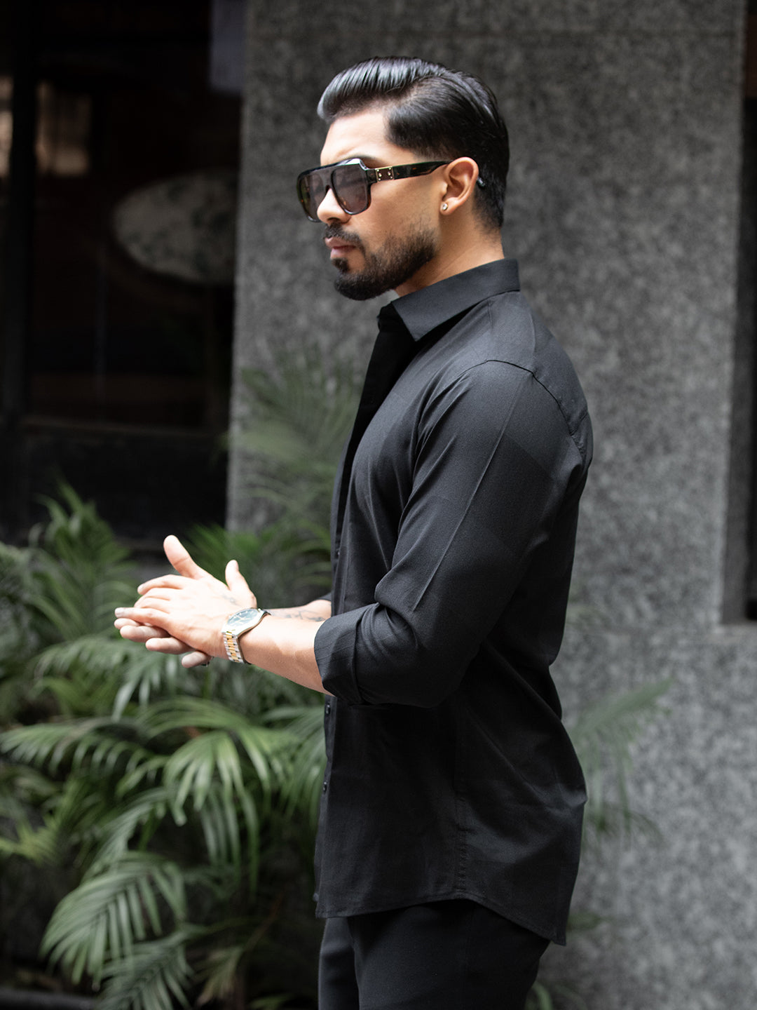 Black Macro Check Shirt