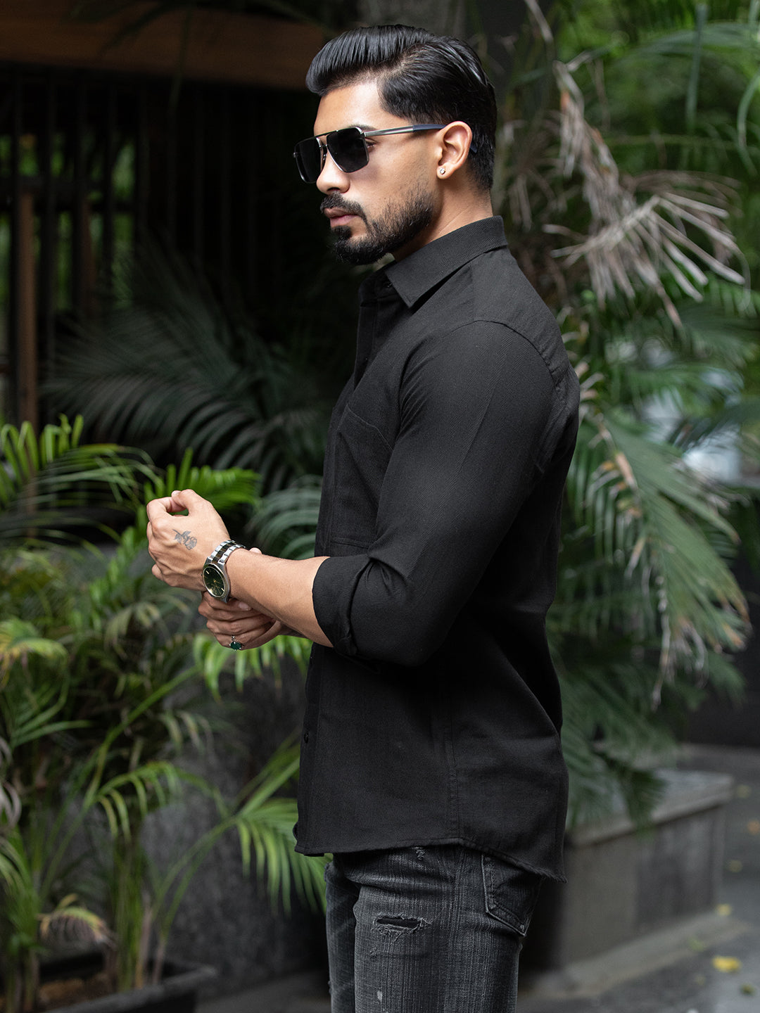 Black Cut Pocket Shirt