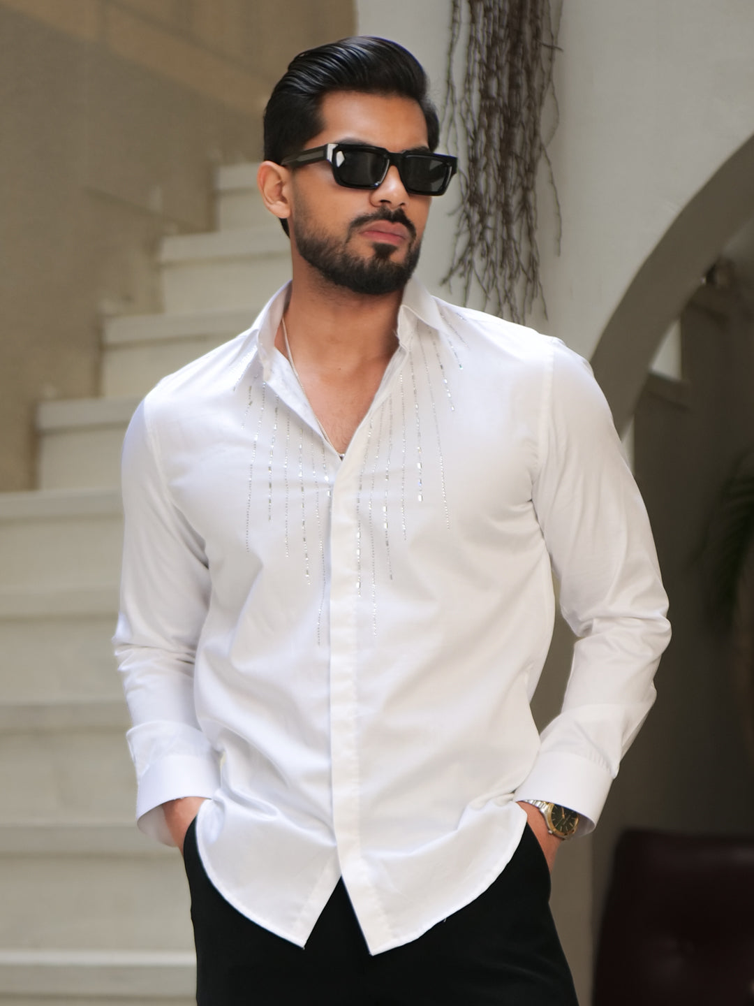 White Stone Patch Shirt