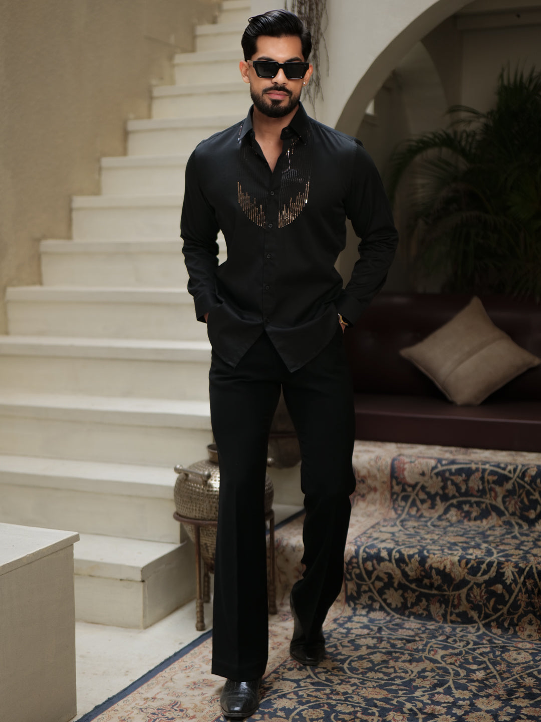 Black Stone Patch Shirt