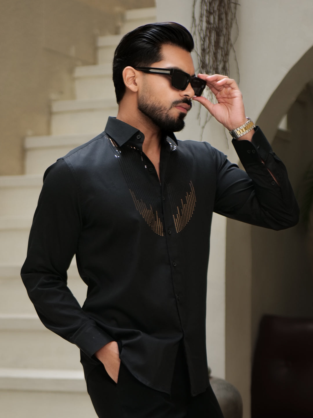 Black Stone Patch Shirt