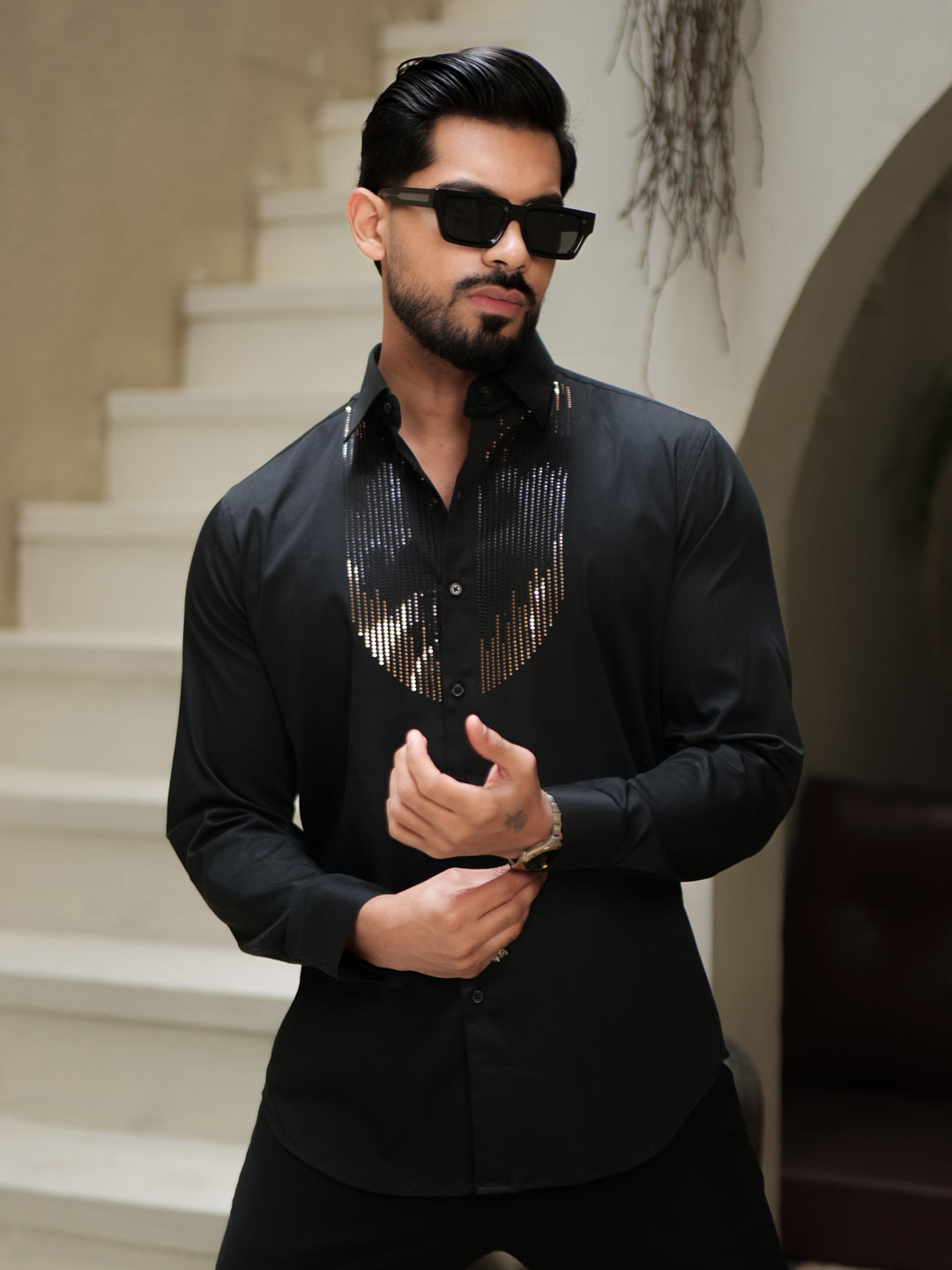 Black Stone Patch Shirt