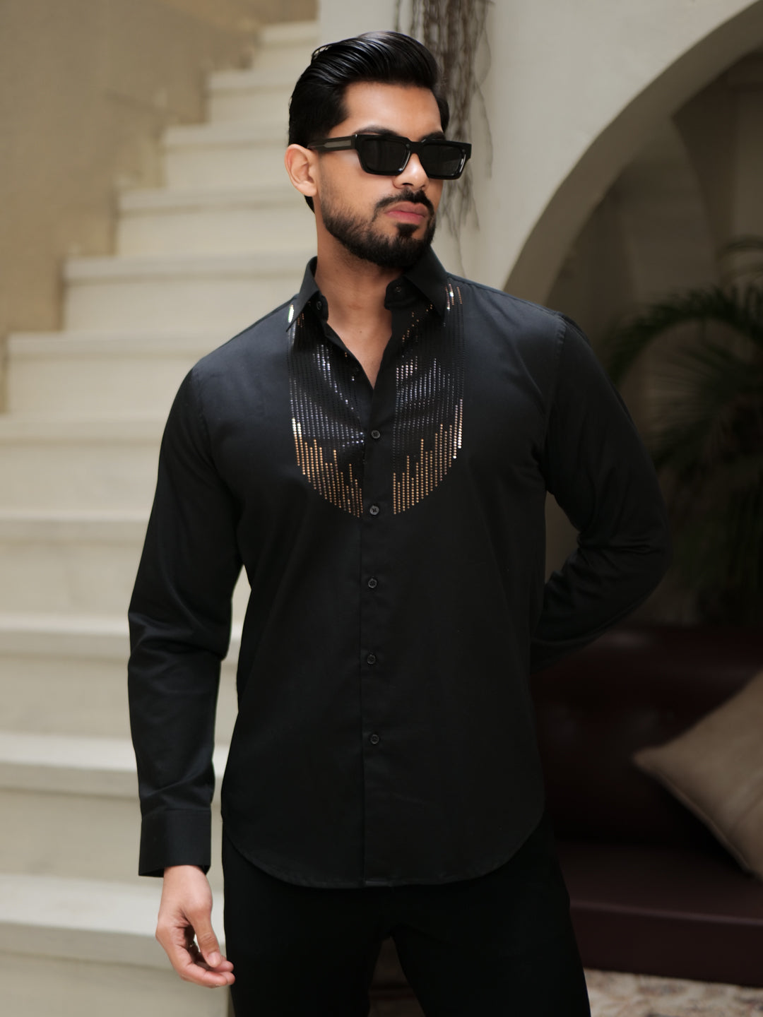 Black Stone Patch Shirt