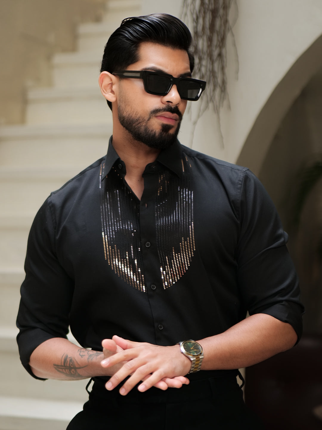 Black Stone Patch Shirt