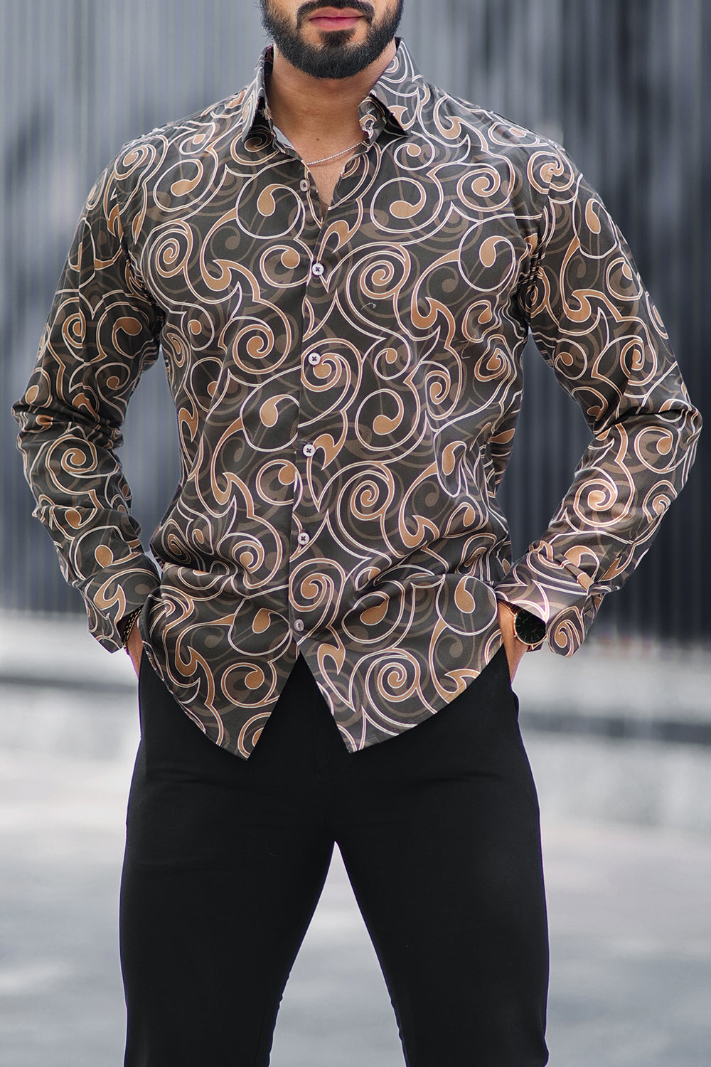 Retro Brown Paisley Shirt