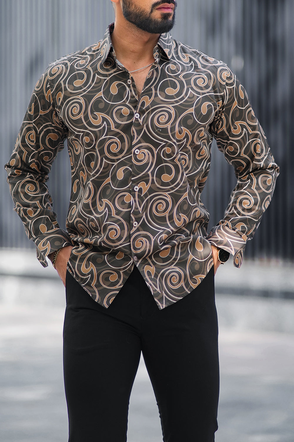 Retro Brown Paisley Shirt