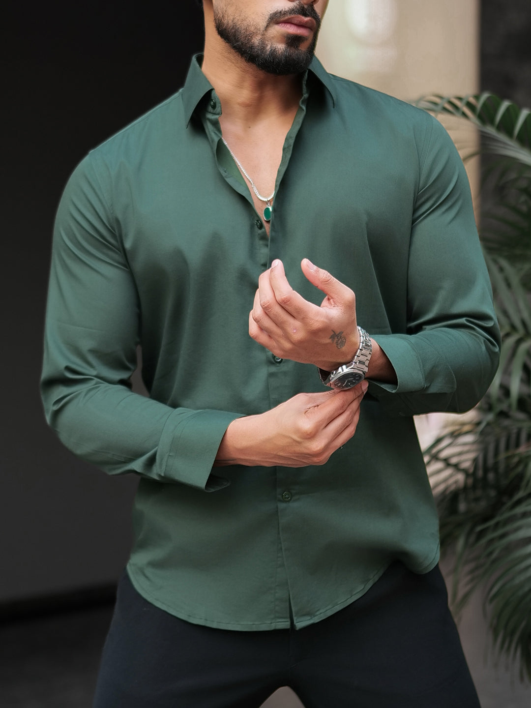 Green Stretchable Shirt