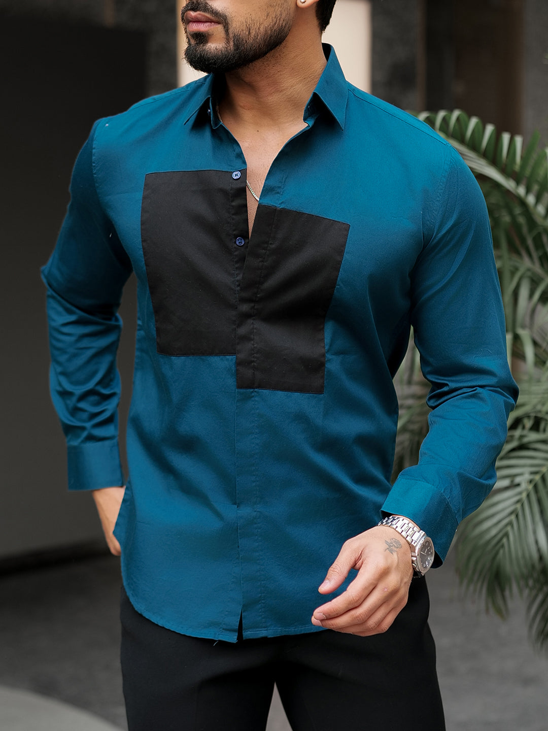 Teal Black Box Designer Shirt