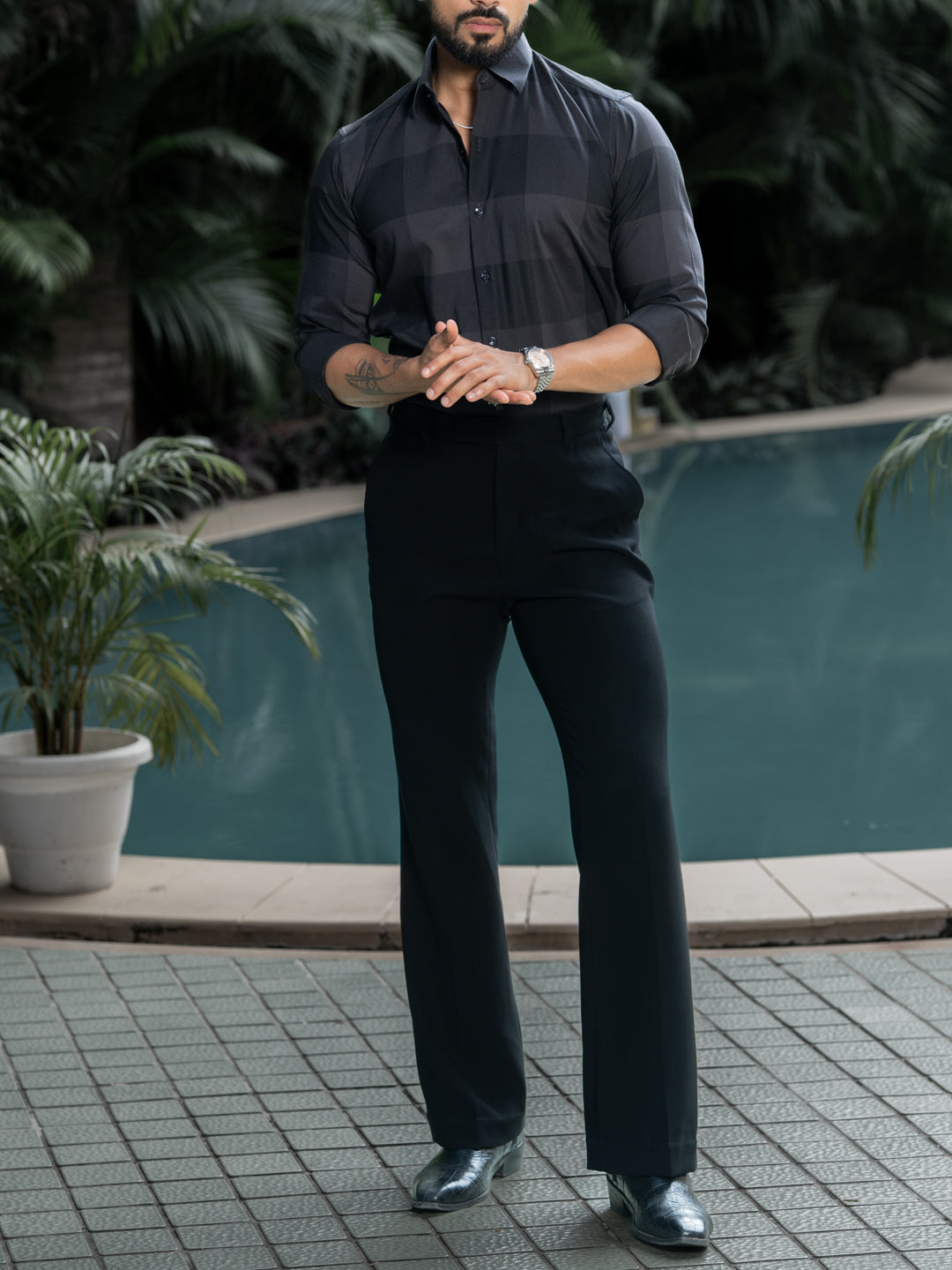 Grey Macro Check Shirt