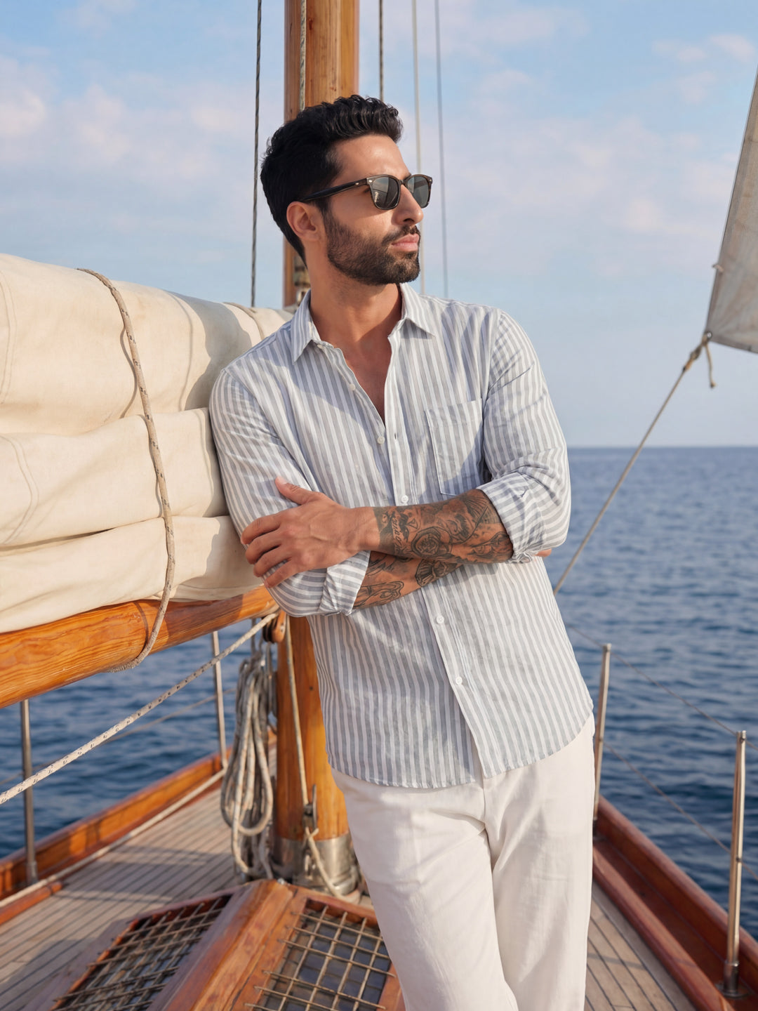 Grey Thin Stripe Shirt