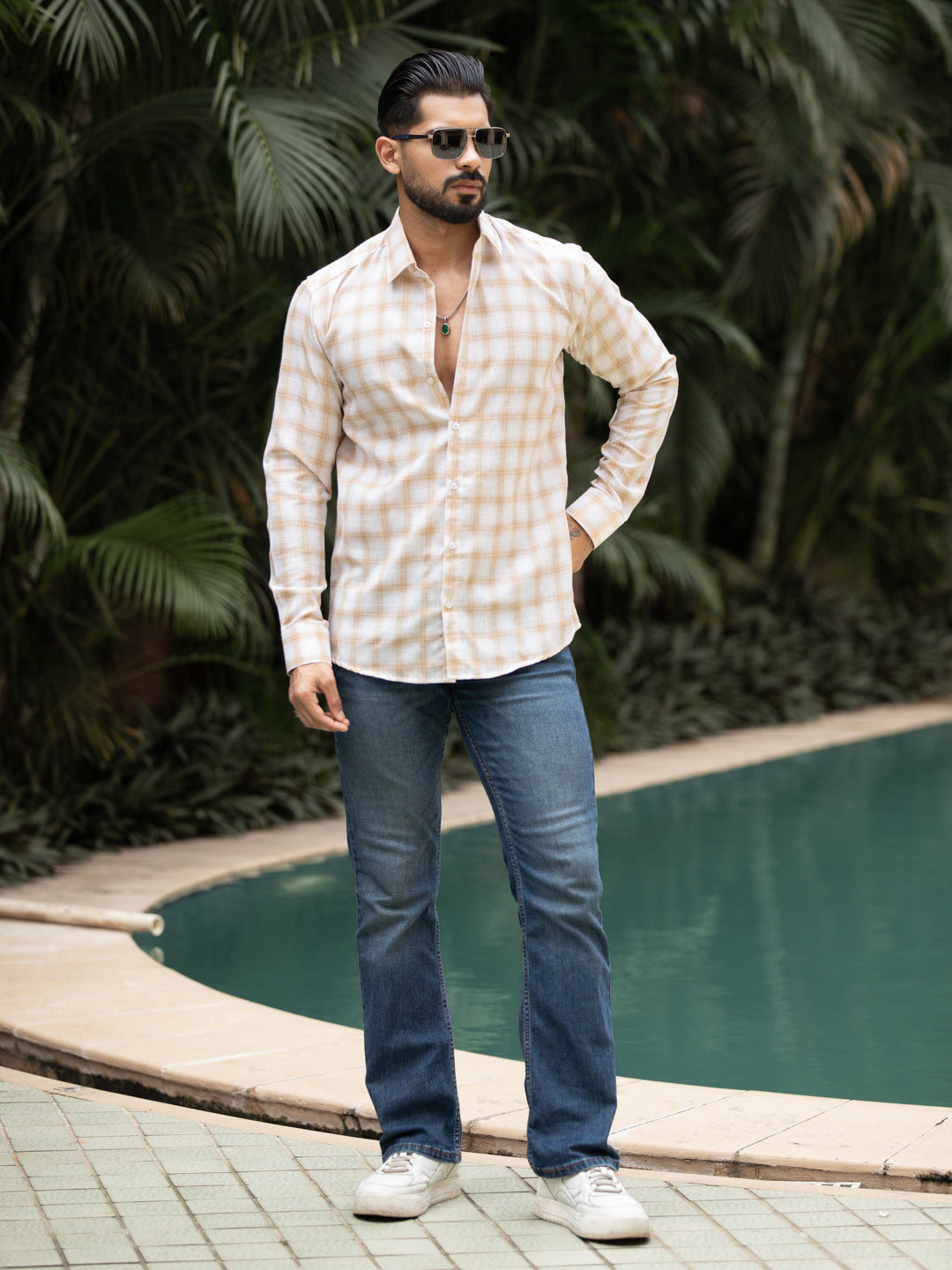 Yellow Minimal Check Shirt
