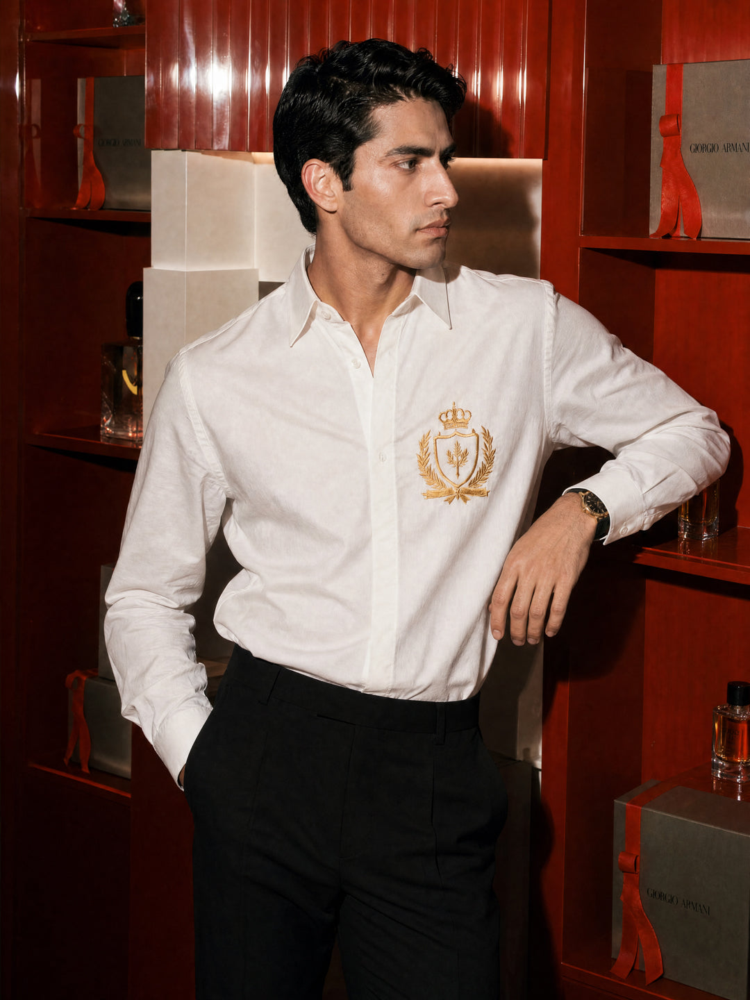 White crown embroidered shirt