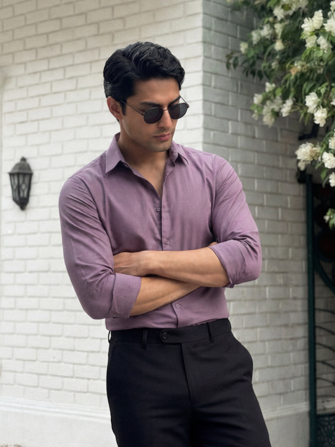 Classic Plum Cotton Satin Shirt