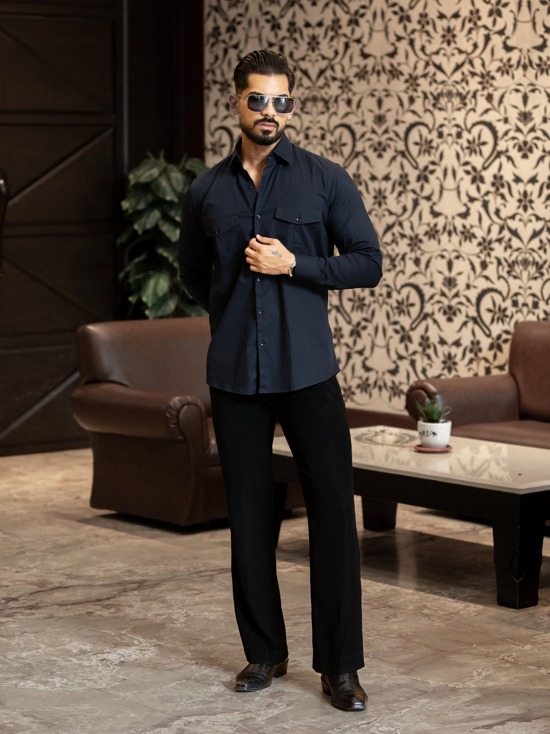 Navy Double Pocket