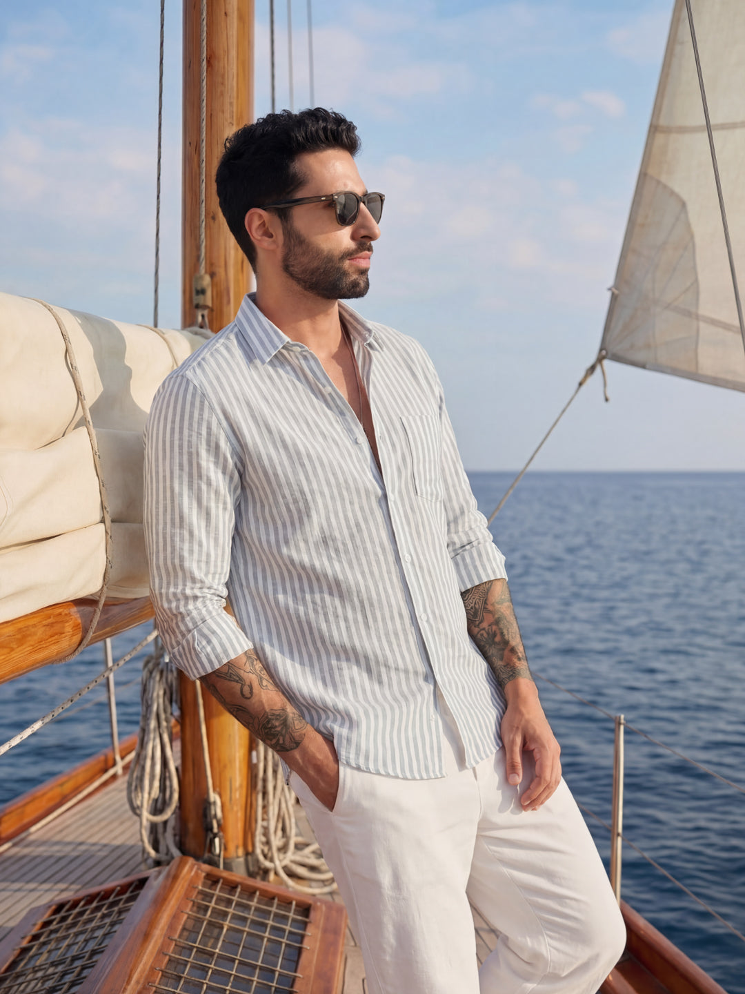 Grey Thin Stripe Shirt