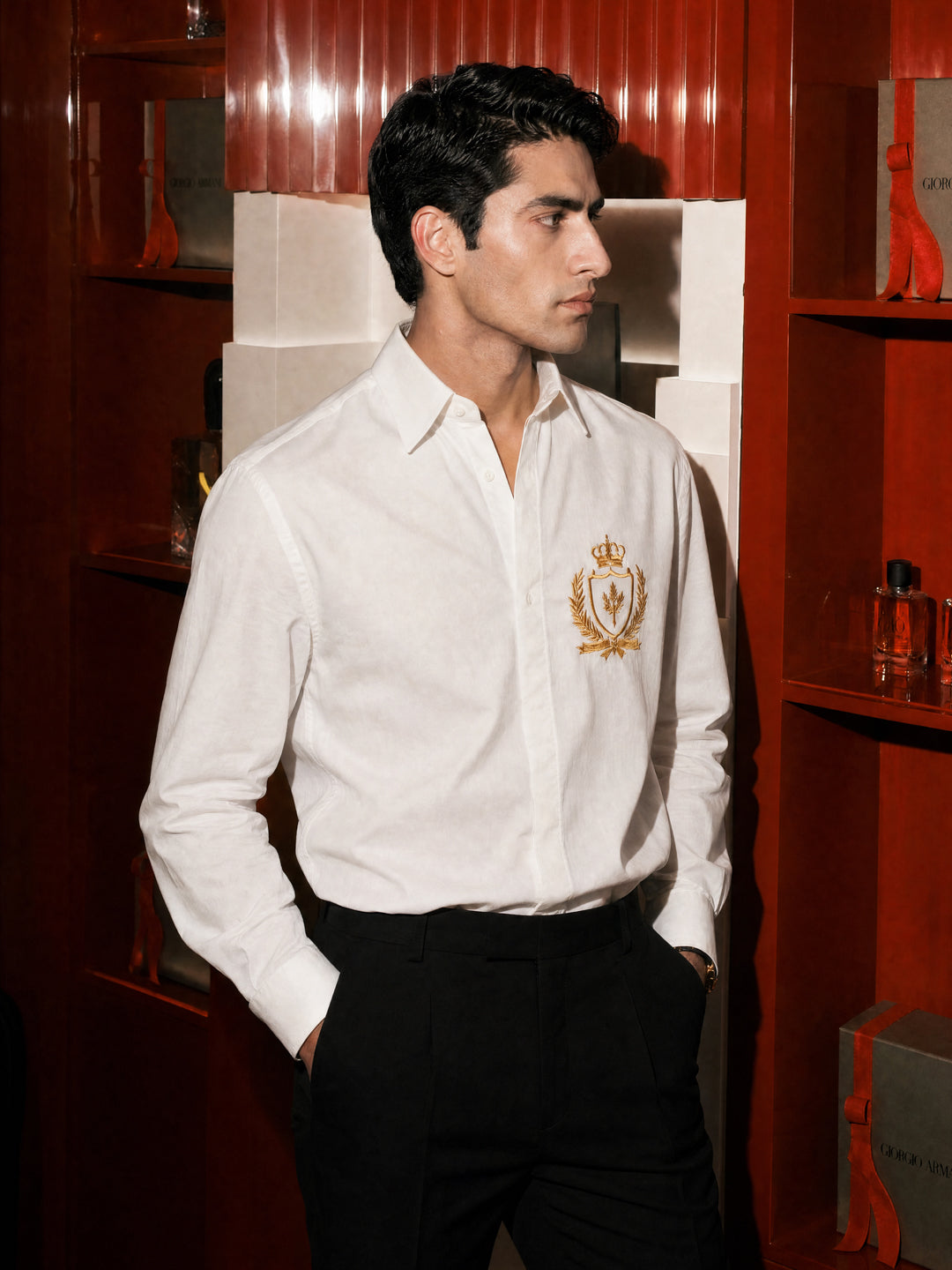 White crown embroidered shirt