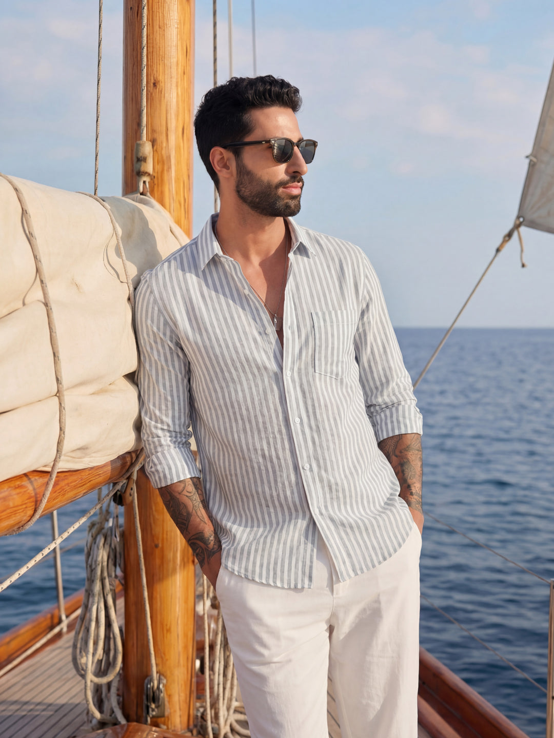 Grey Thin Stripe Shirt