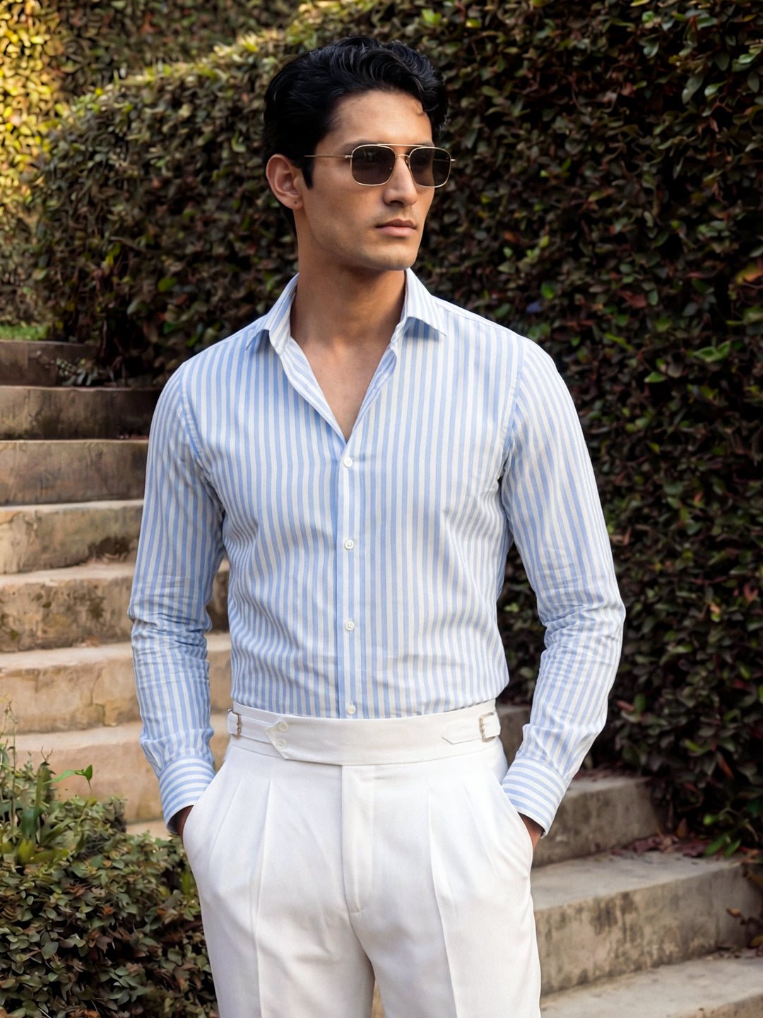 Blue Striped Cotton Shirt