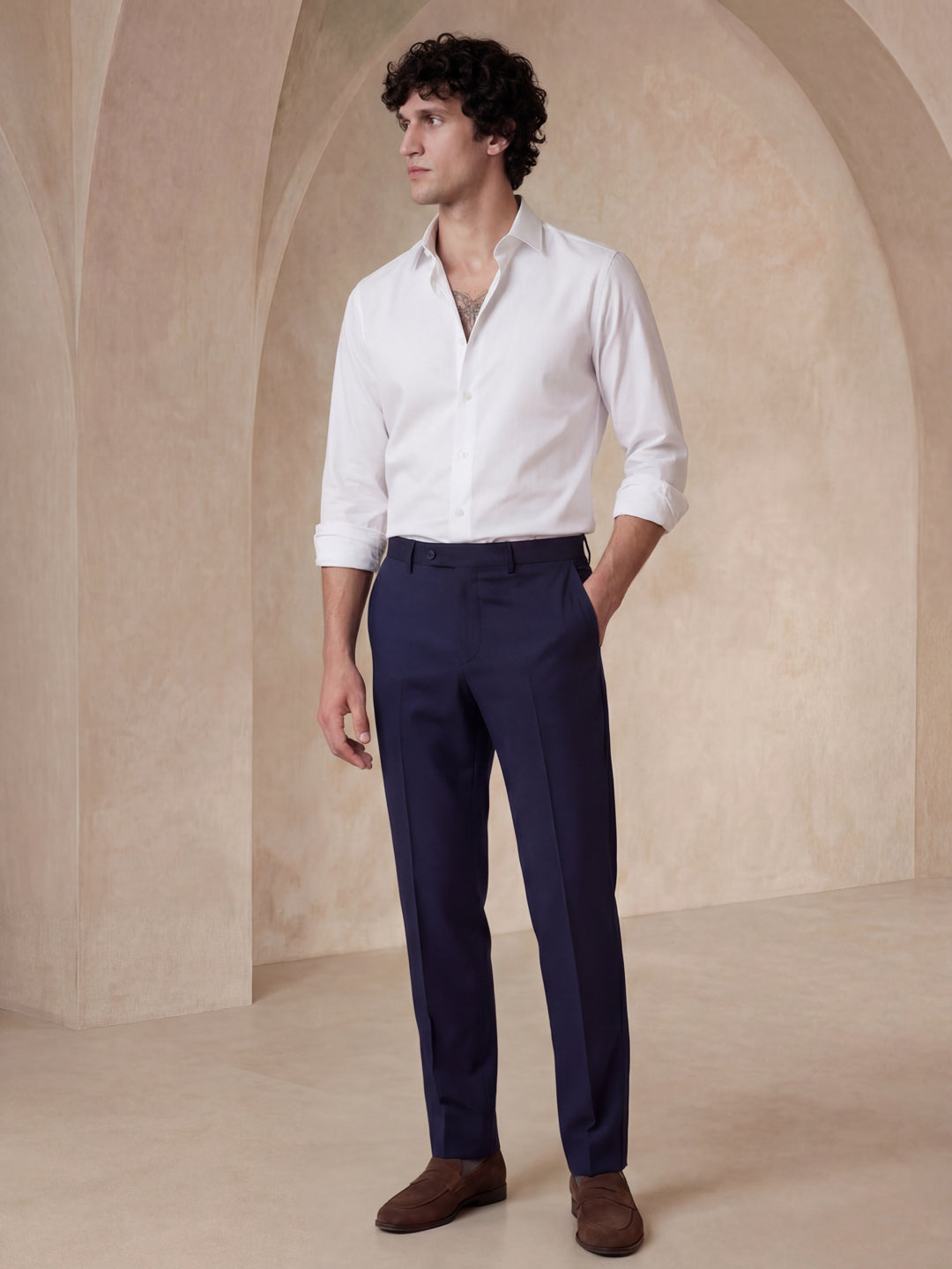 White Regular Solid Shirt