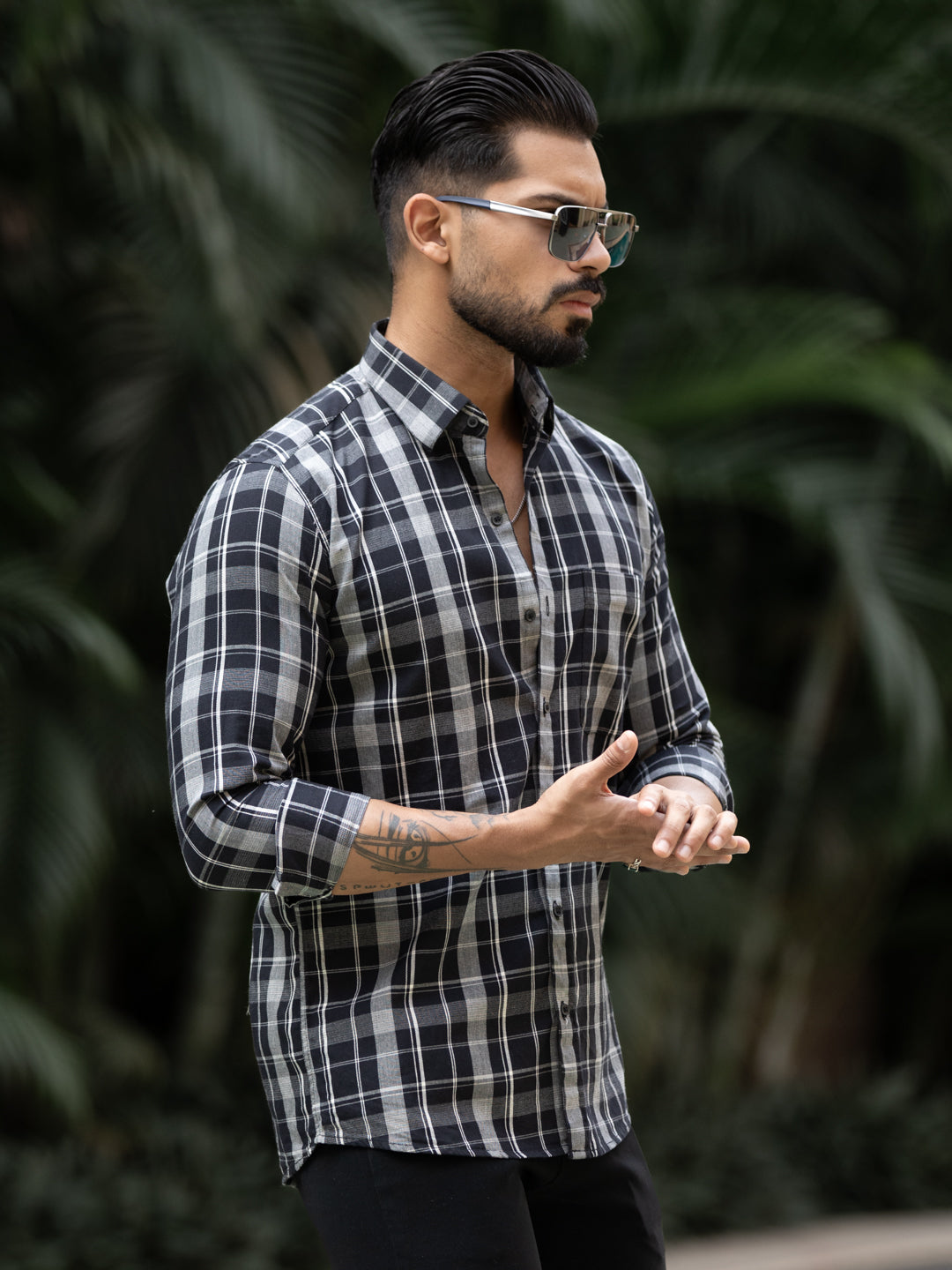 Black Plaid Check Shirt