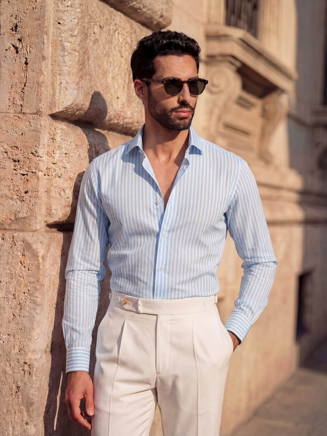 Blue Striped Cotton Shirt