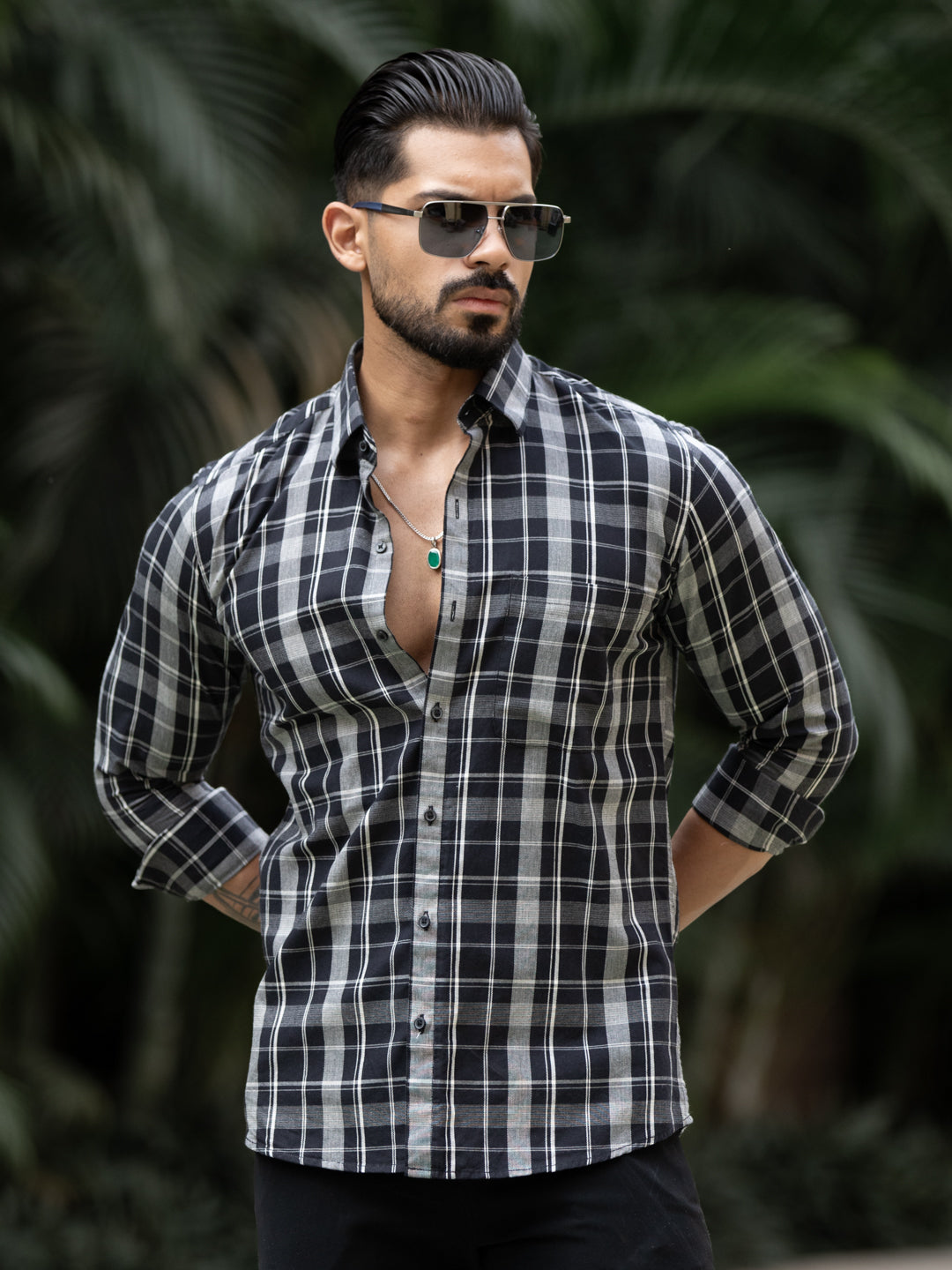 Black Plaid Check Shirt