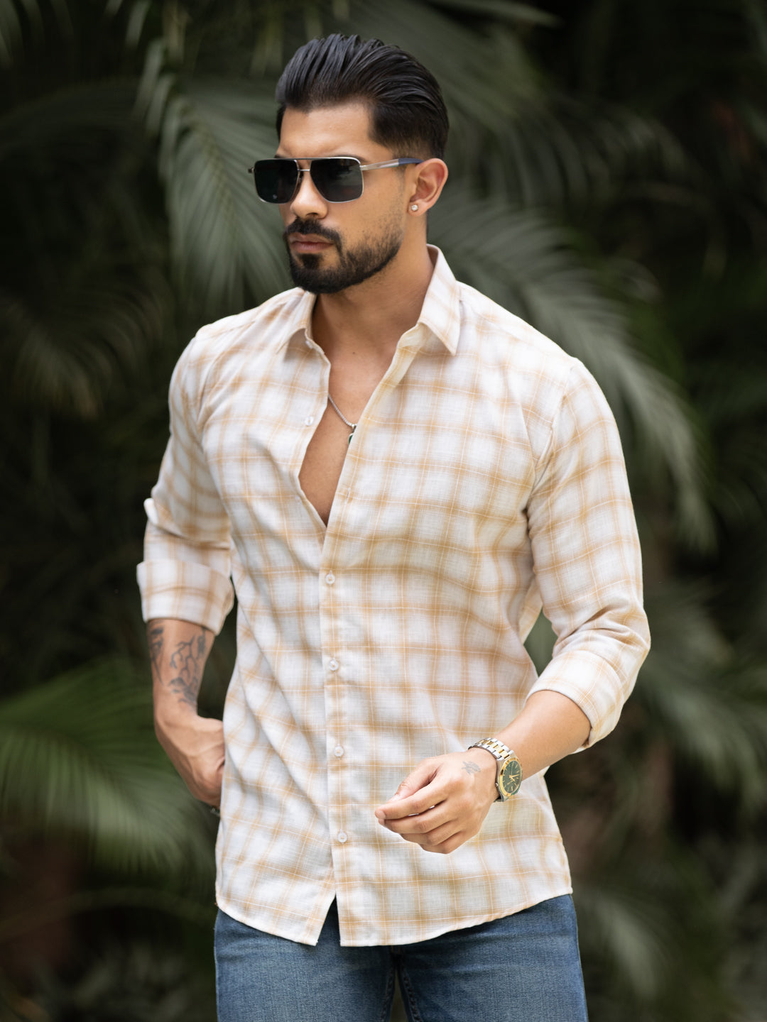 Yellow Minimal Check Shirt