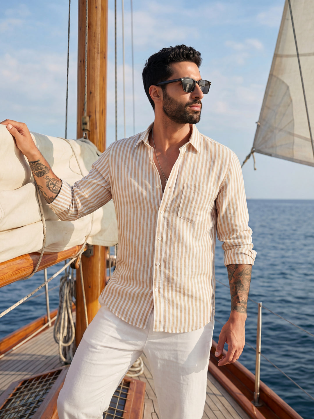 Brown Thin Stripe Shirt