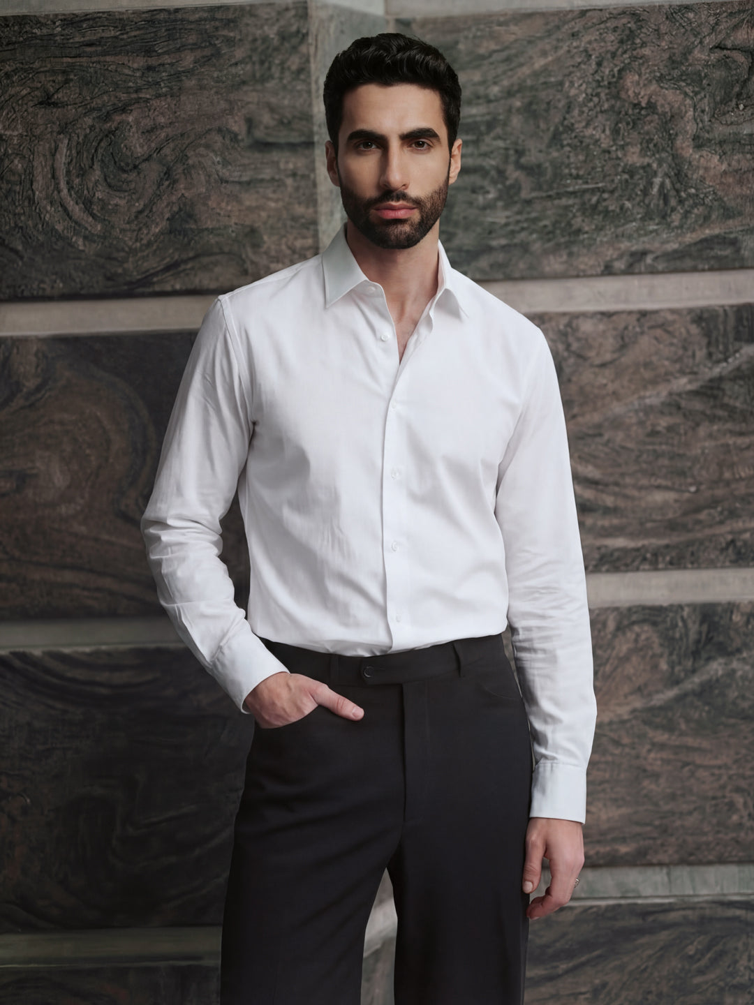 White Regular Solid Shirt