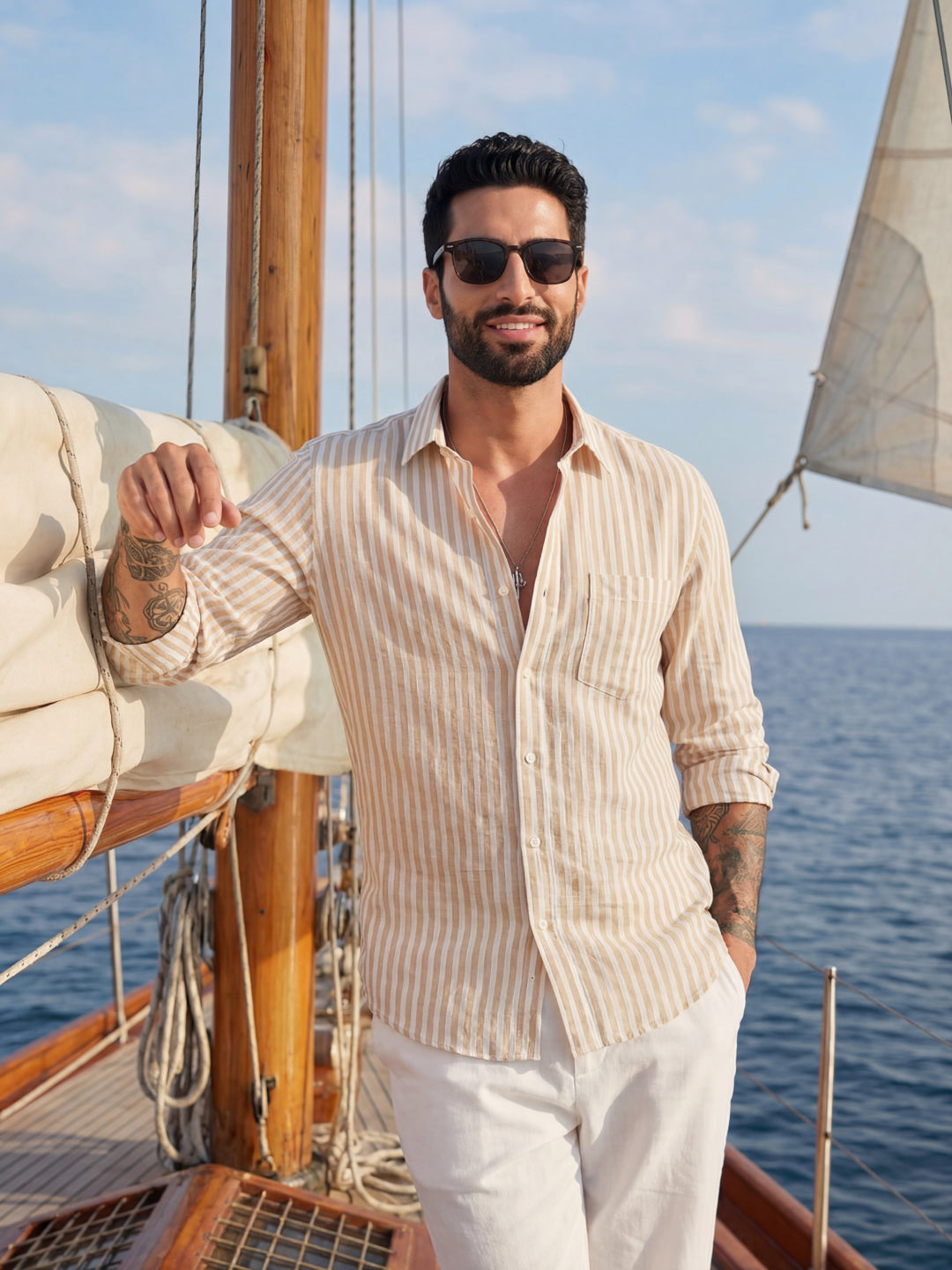 Brown Thin Stripe Shirt