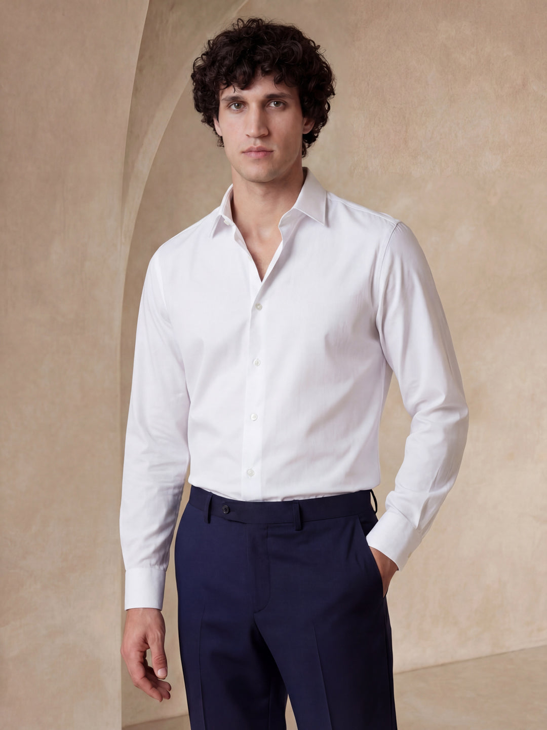 White Regular Solid Shirt