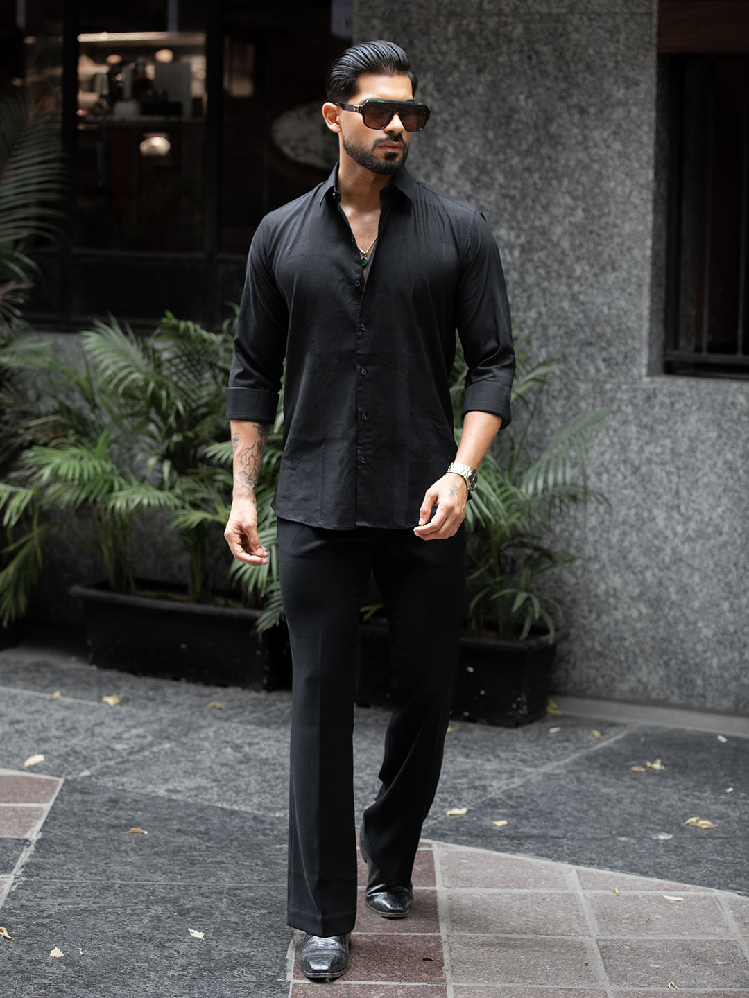 Black Macro Check Shirt