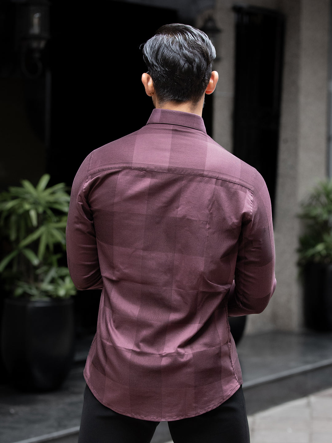 Maroon Macro Check Shirt