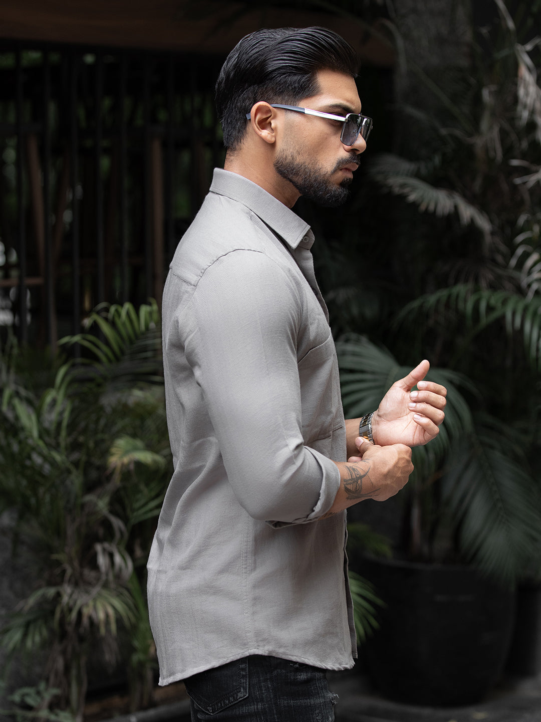 Grey Cut Pocket Shirt