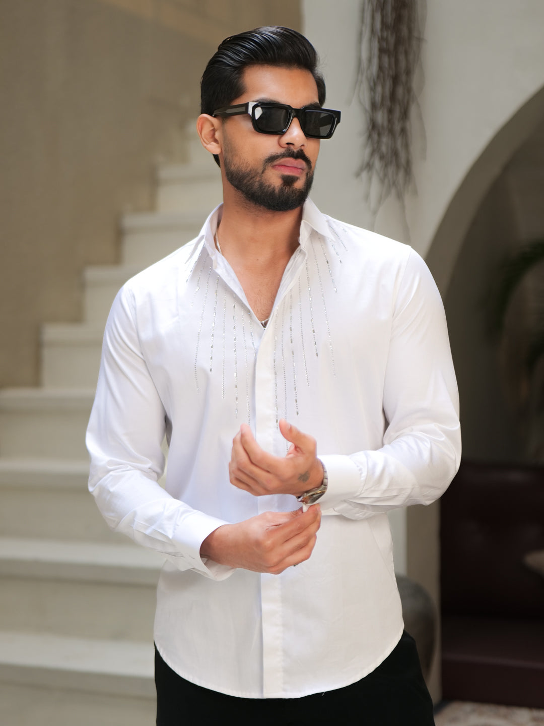 White Stone Patch Shirt