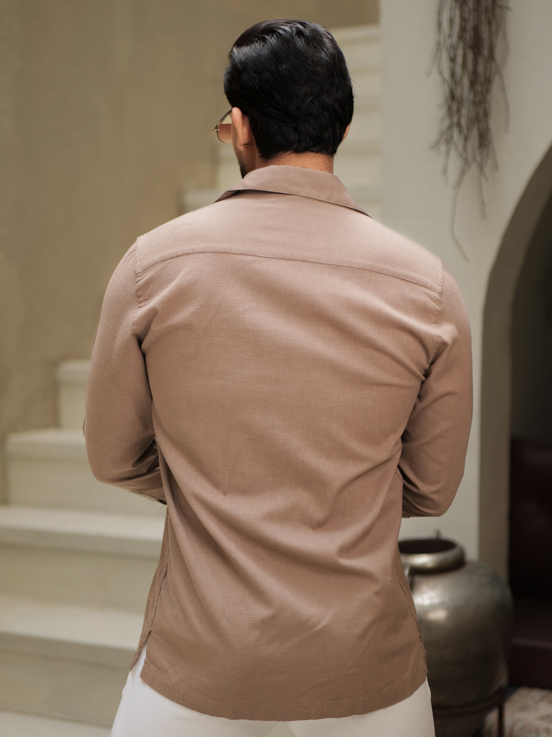 Brown Linen Utility Shirt