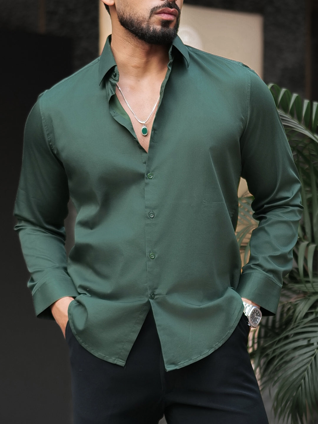 Green Stretchable Shirt