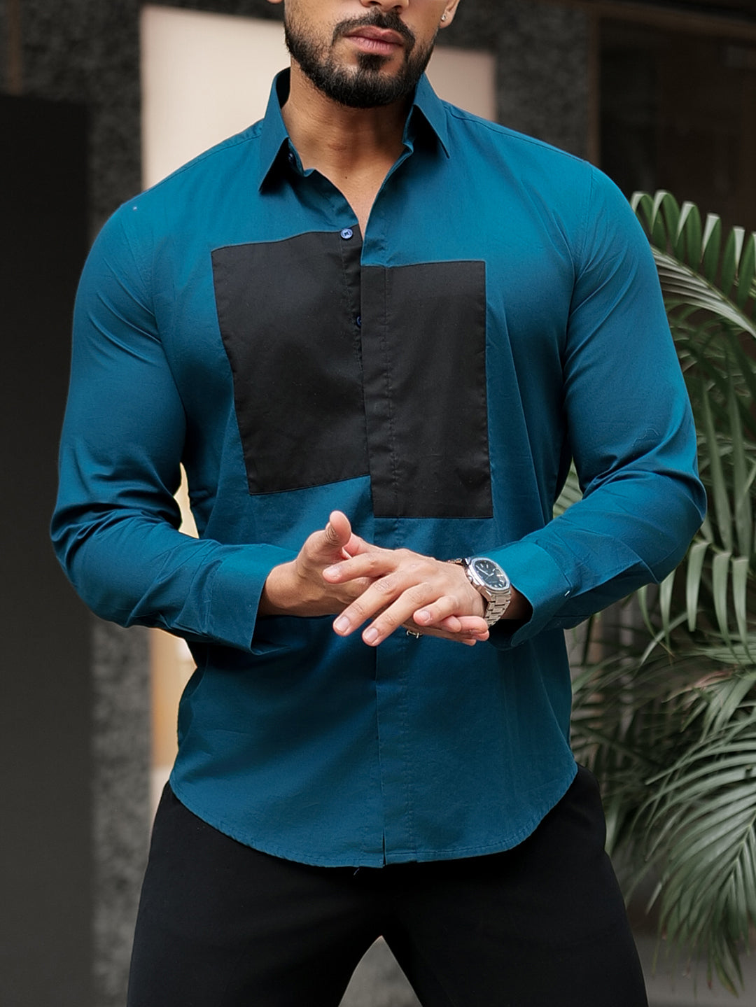 Teal Black Box Designer Shirt
