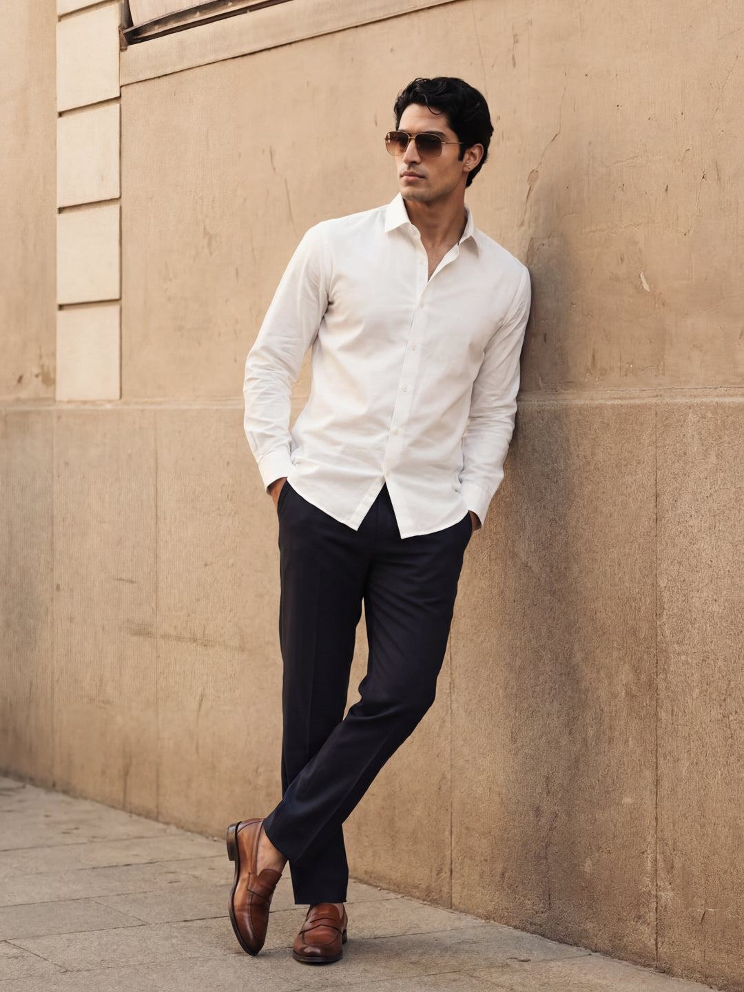 White Regular Solid Shirt