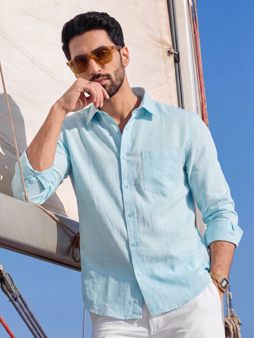 Aqua Linen Shirt