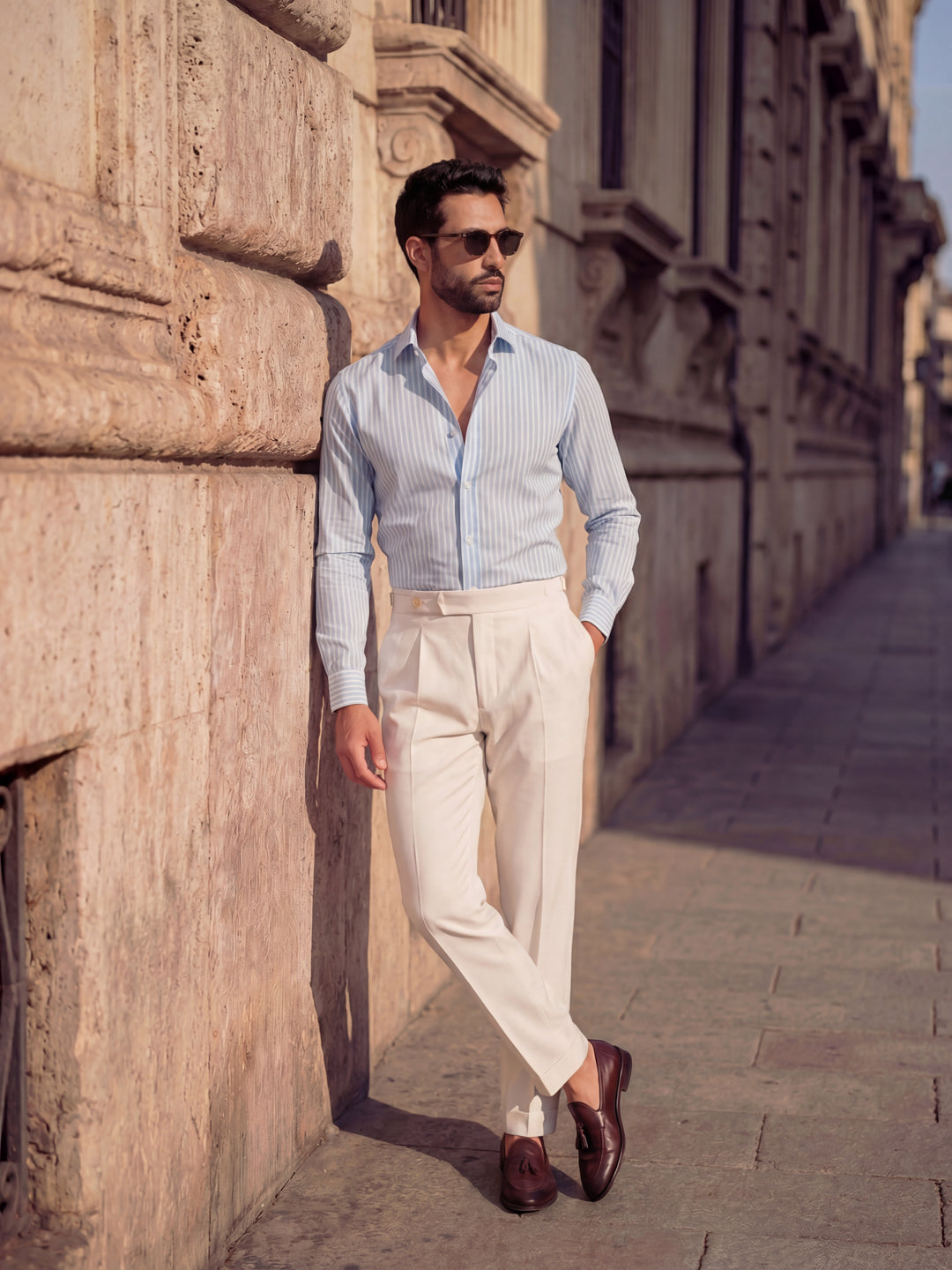 Blue Striped Cotton Shirt