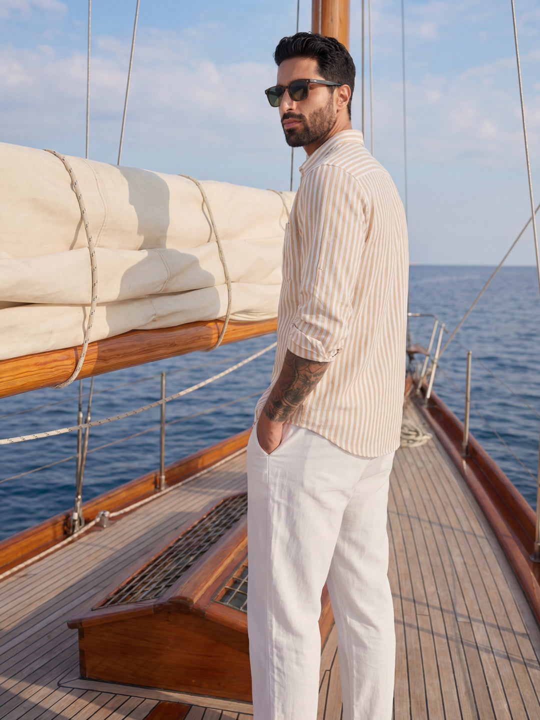 Brown Thin Stripe Shirt