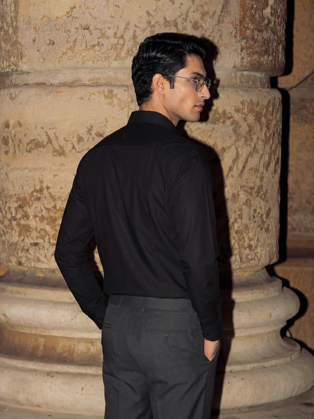 Black Placket Cover Shirt