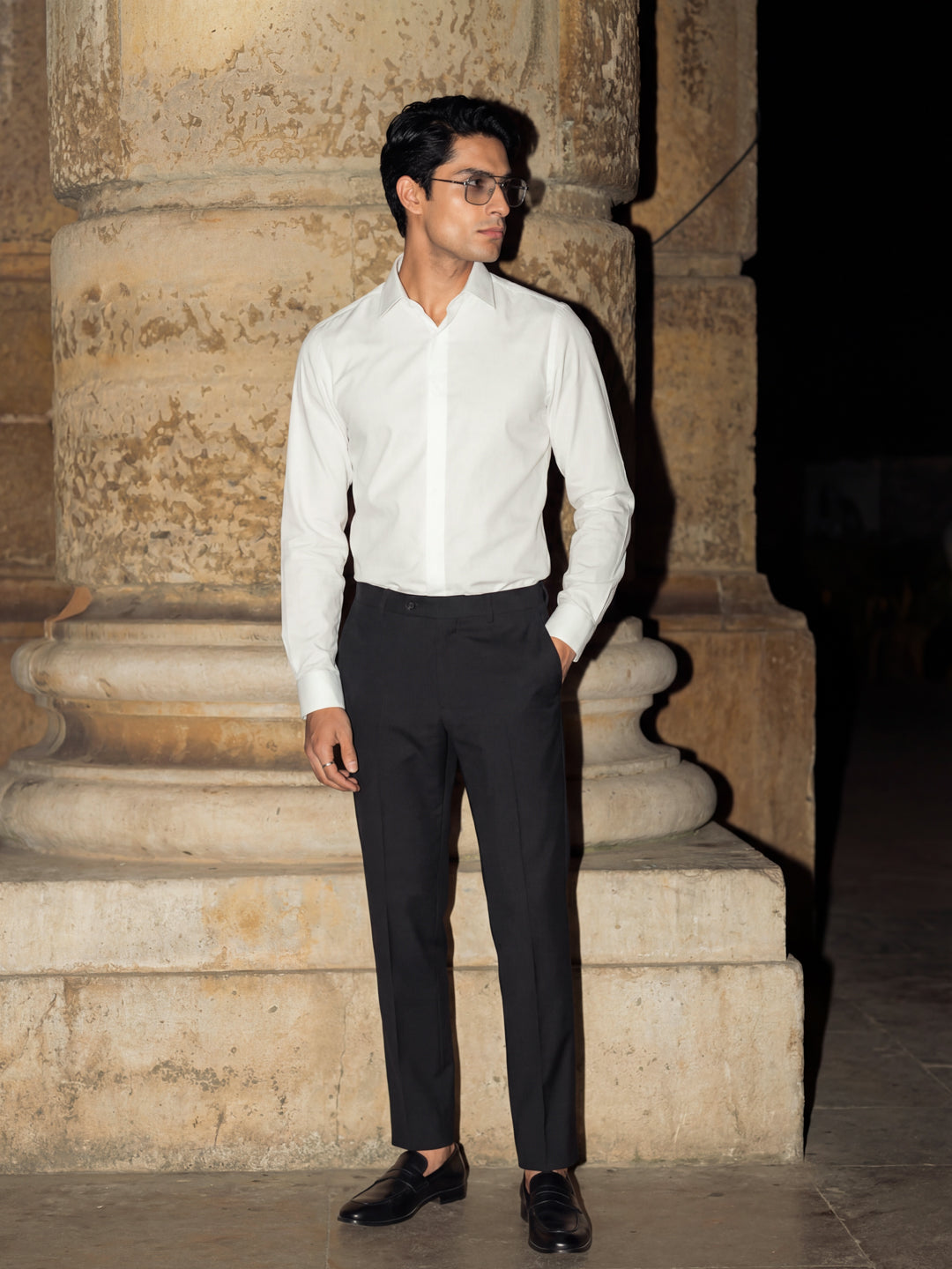 White Placket Cover Shirt