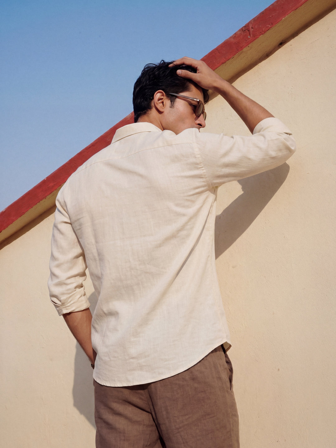 Cream Casual Linen Shirt