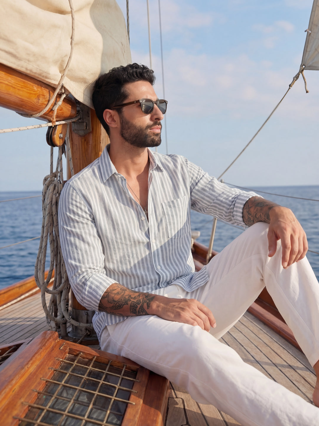 Grey Thin Stripe Shirt